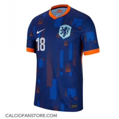 Maglia Calcio Paesi Bassi Donyell Malen #18 Seconda Divisa Europei 2024 Manica Corta Maglia Calcio Paesi Bassi Donyell Malen #18 Seconda Divisa Europei 2024 Manica Corta